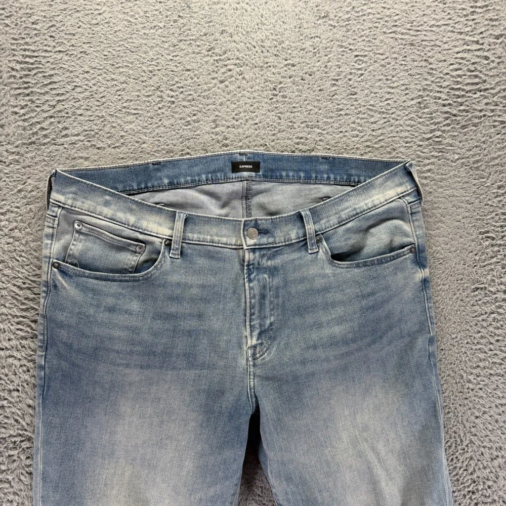 Express Jeans Men's 40x35 Blue Cotton Denim Skinny Leg Faded Workwear Stretch